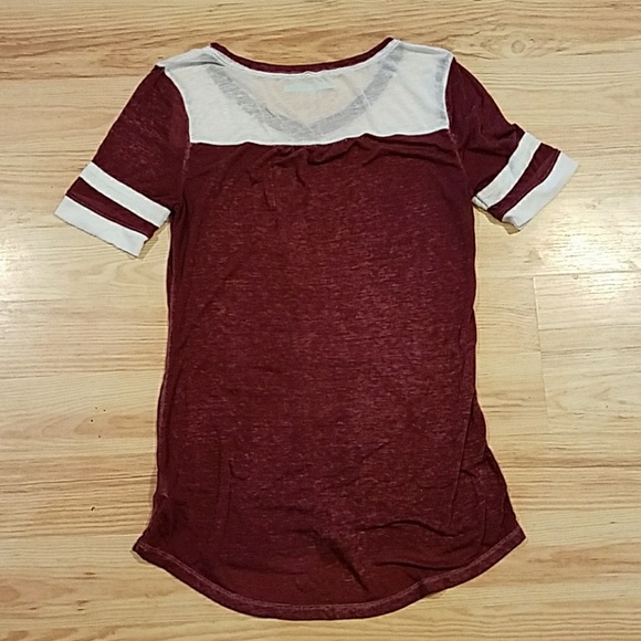 Burgundy & White Maurices V-Neck Tee - Picture 2 of 4